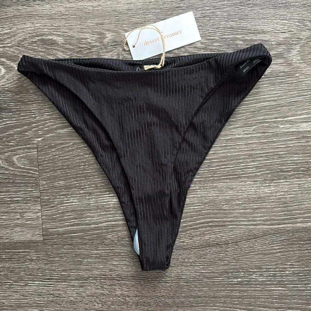🐿️ NWT Urban Outfitters Desert Dreamer Ribbed Black Bikini Bottoms Size 3X